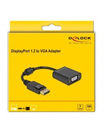 DELOCK αντάπτορας DisplayPort σε VGA 61006, 1920x1200p, passive, μαύρος