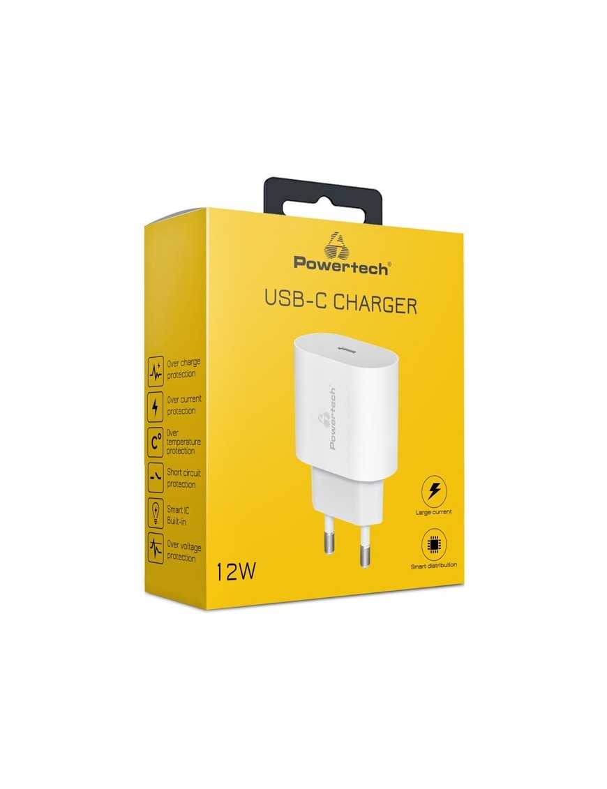 POWERTECH φορτιστής τοίχου PT-1150, USB-C, 12W, λευκός