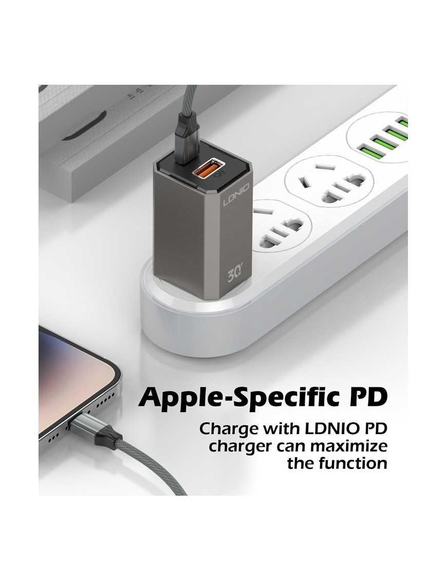 LDNIO καλώδιο Lightning σε USB-C LC441I, 30W PD, 1m, γκρι