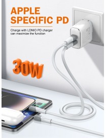 LDNIO καλώδιο Lightning σε USB-C LC601I, 30W PD, 1m, γκρι