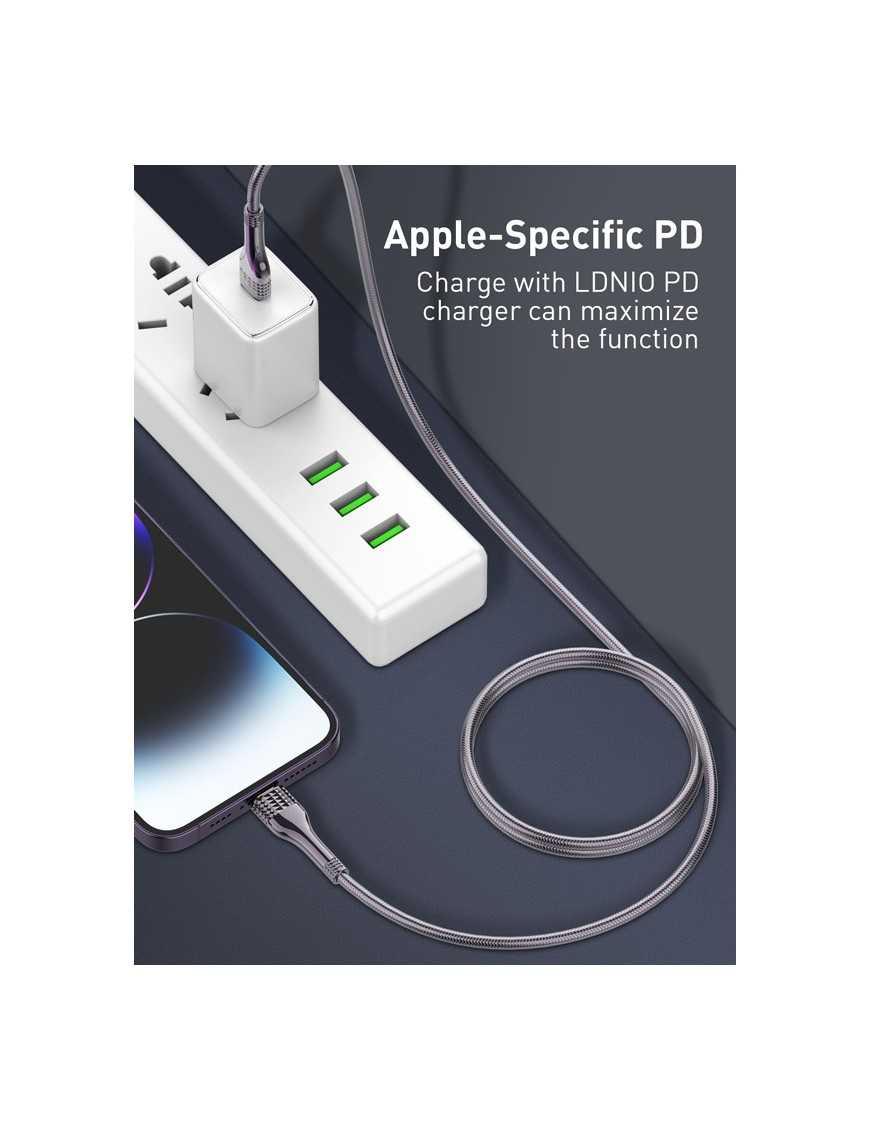 LDNIO καλώδιο Lightning σε USB-C LC651I, 30W, 1m, χρυσό