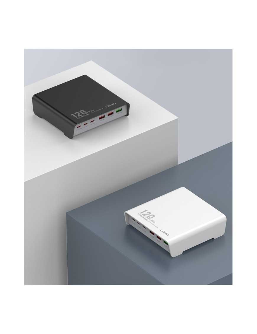 LDNIO σταθμός φόρτισης Q605, 3x USB-C & 3x USB, 120W, PD/QC, μαύρος