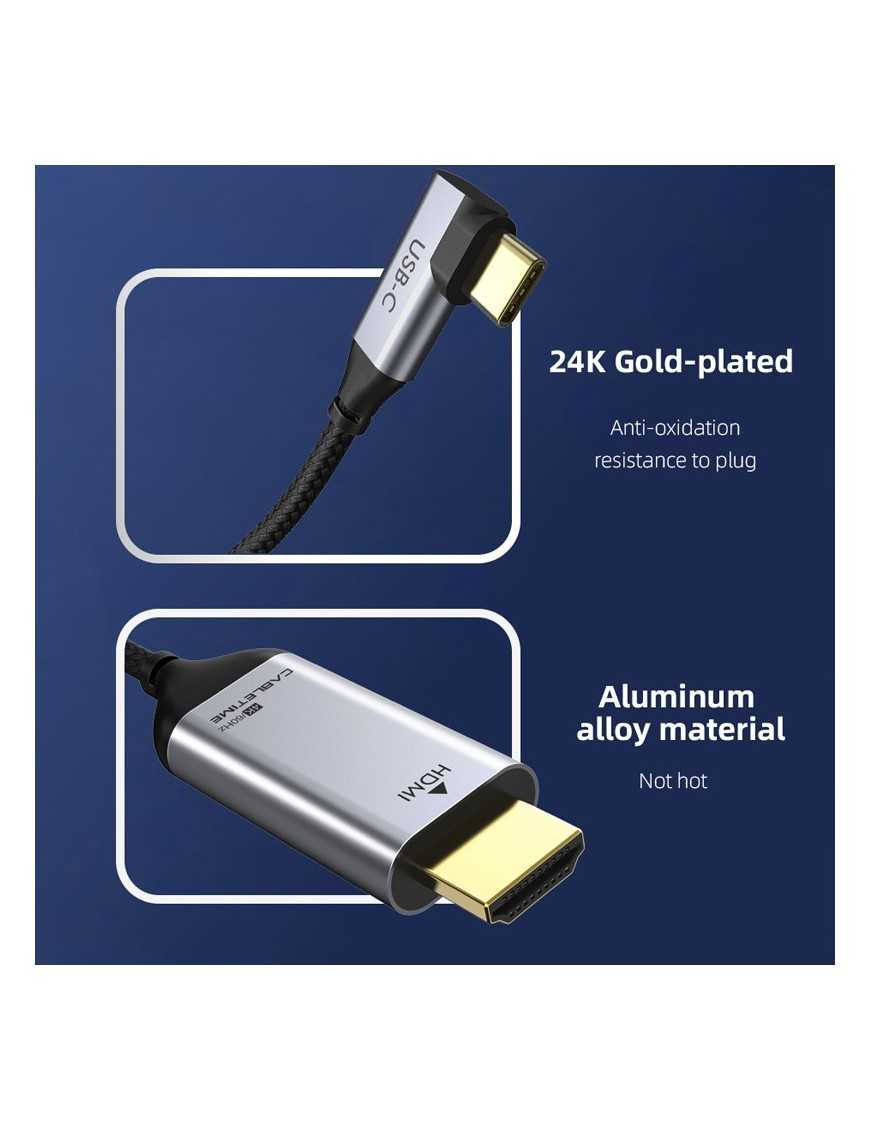 CABLETIME καλώδιο USB-C σε HDMI CT-CMRHD1, γωνιακό, 4K/60Hz, 1.8m, μαύρο