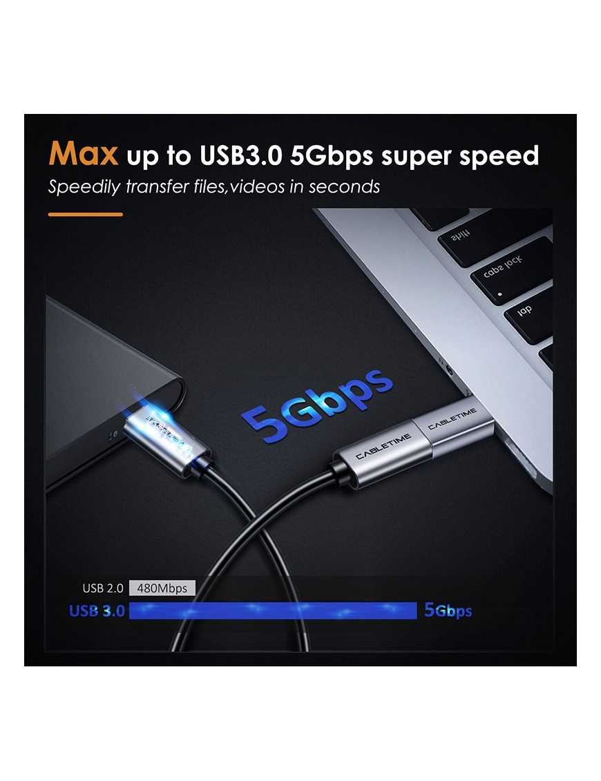 CABLETIME αντάπτορας USB-C σε USB CT-CMAFOTG, 5Gbps, γκρι