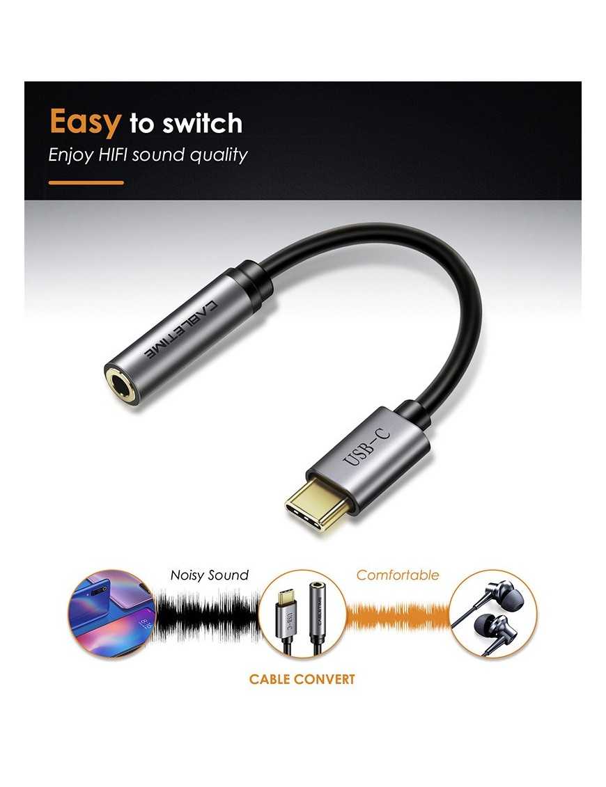 CABLETIME αντάπτορας USB-C σε 3.5mm CT-CMAUDIO, γκρι