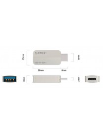 ORICO αντάπτορας USB-C σε USB 3.1 CTA2, 5Gbps, 3A, ασημί