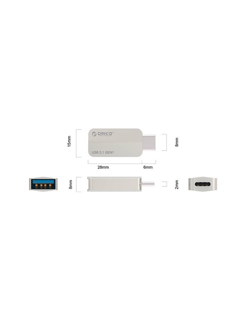 ORICO αντάπτορας USB-C σε USB 3.1 CTA2, 5Gbps, 3A, ασημί