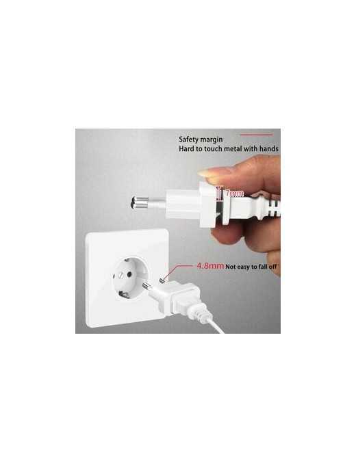 POWERTECH αντάπτορας πρίζας US σε EU PT-927, με ασφάλεια, 4.8mm, λευκός
