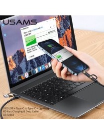 USAMS καλώδιο USB Type-C + Lightning US-SJ483, PD 3A 60W, 1.2m, μαύρο