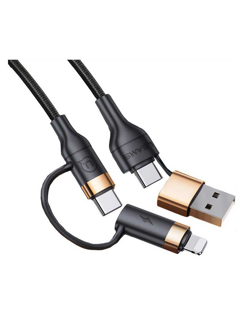 USAMS καλώδιο USB Type-C + Lightning US-SJ483, PD 3A 60W, 1.2m, μαύρο