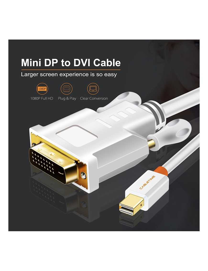 CABLETIME καλώδιο Mini DisplayPort σε DVI CT-04G, 1080p, 1.8m, λευκό