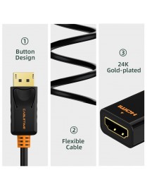 CABLETIME αντάπτορας DisplayPort σε HDMI CT-01G, 1080p, 0.2m, μαύρος