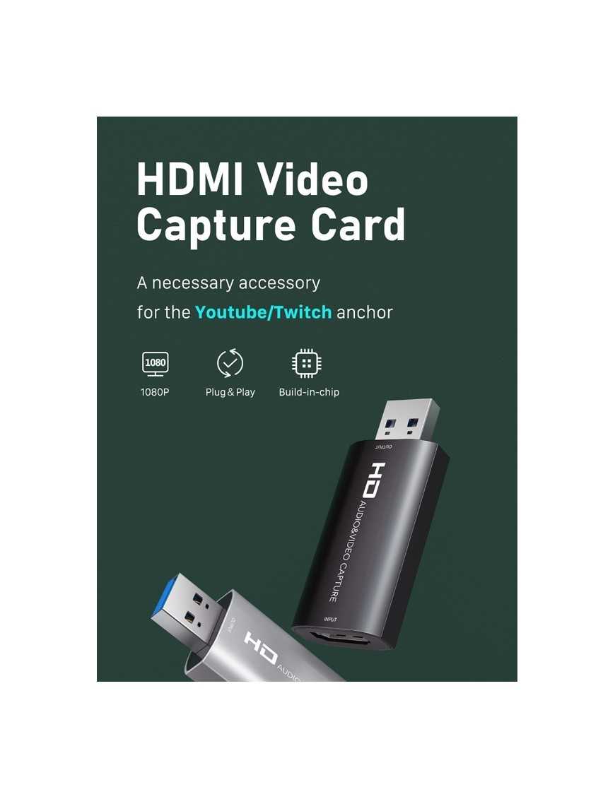 CABLETIME video capture CT-HVC-AB, HDMI/USB σύνδεση, 4K/30Hz, μαύρο