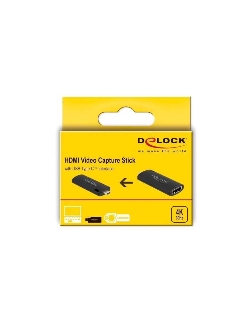 DELOCK video capture 88309, HDMI/USB-C σύνδεση, 4K/30Hz, μαύρο