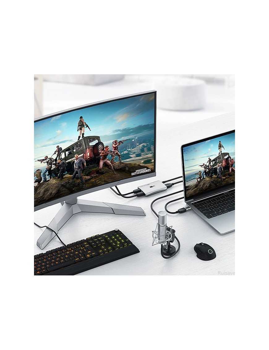 POWERTECH video capture CAB-H166, HDMI/USB-C σύνδεση, 4K/60Hz, γκρι