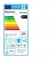 Hisense DH5S102BW Στεγνωτήριο 10kg A+++ με Αντλία Θερμότητας