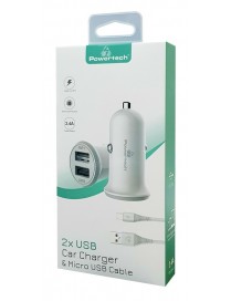 POWERTECH φορτιστής αυτοκινήτου PT-772, καλώδιο micro USB, 2x USB, 3.4A