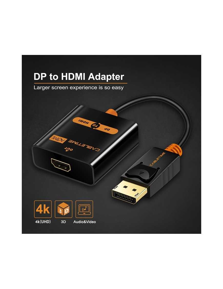 CABLETIME αντάπτορας DisplayPort σε HDMI CT-01G, Active, 4K/30Hz, μαύρος