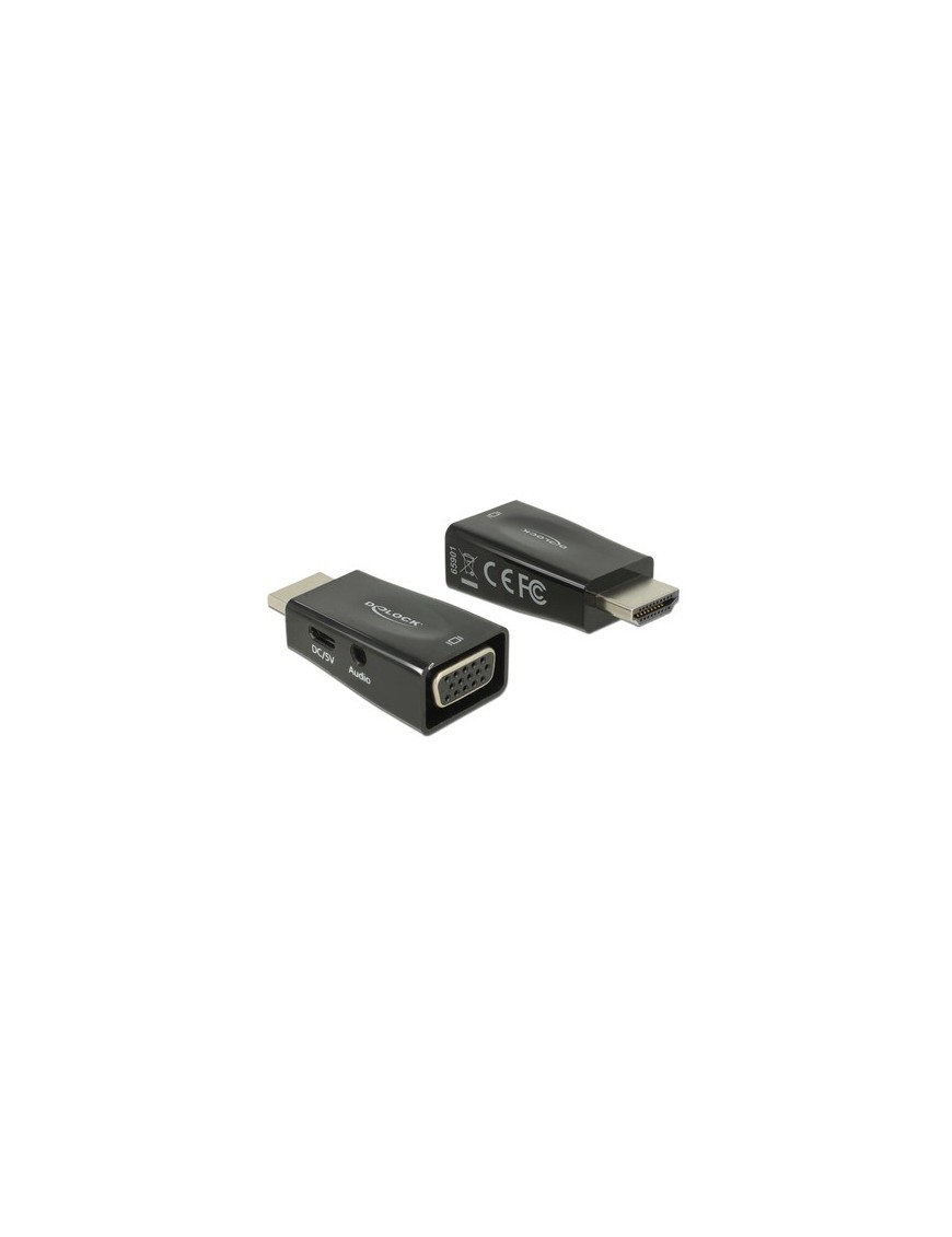 DELOCK αντάπτορας HDMI σε VGA 65901 με 3.5mm, 1080p/60Hz, μαύρος