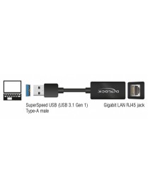 DELOCK αντάπτορας δικτύου 65903, USB, 1000Mbps Ethernet, 12cm, μαύρος