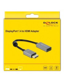 DELOCK αντάπτορας DisplayPort 1.4 σε HDMI 66436, 4K/60Hz, active, γκρι