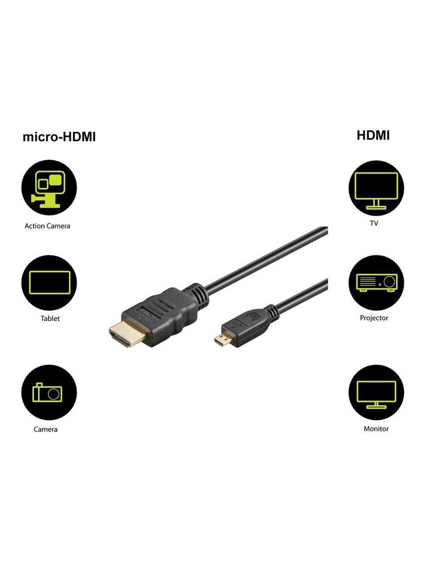 GOOBAY καλώδιο HDMI σε HDMI Micro 53786 με Ethernet, 4K/60Hz, 3m, μαύρο