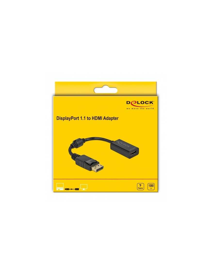 DELOCK αντάπτορας DisplayPort σε HDMI 61011, 1080p/60Hz, Passive, μαύρος