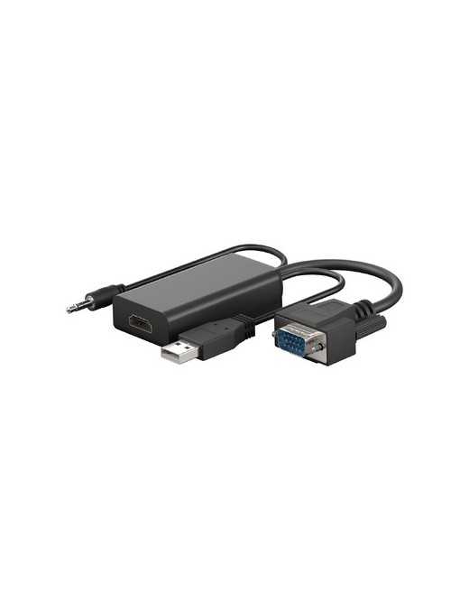 GOOBAY αντάπτορας VGA σε HDMI 61259, 3.5mm Jack, 1080p/60Hz, μαύρος