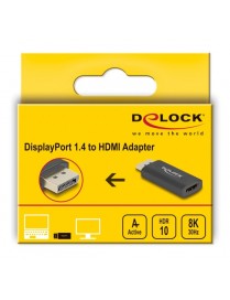 DELOCK αντάπτορας DisplayPort σε HDMI 61055, 8K/60Hz HDR, Active, μαύρος