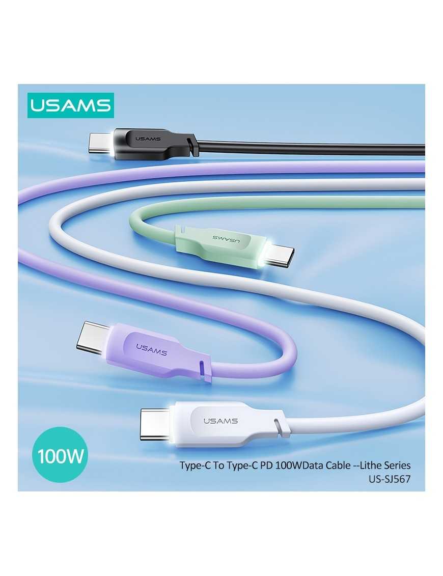 USAMS καλώδιο USB-C σε USB-C US-SJ567, 100W PD, 1.2m, μαύρο