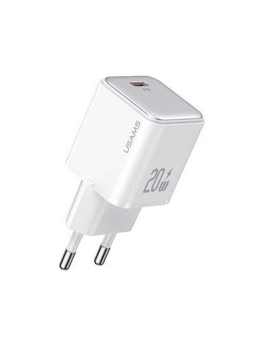 USAMS φορτιστής τοίχου US-CC183, USB-C θύρα εξόδου, 20W PD, λευκός