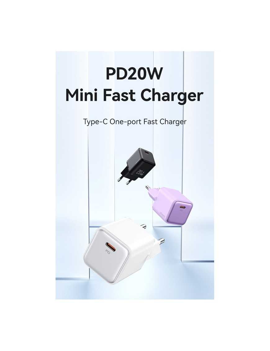 USAMS φορτιστής τοίχου US-CC183, USB-C θύρα εξόδου, 20W PD, λευκός