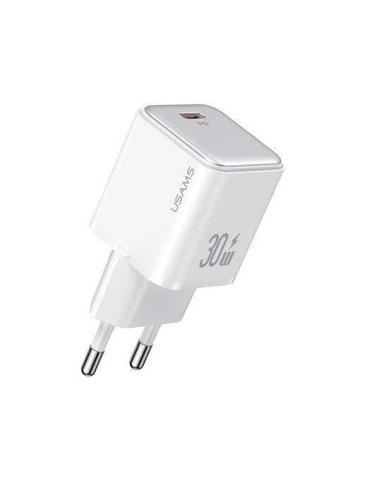 USAMS φορτιστής τοίχου US-CC186, USB-C θύρα εξόδου, 30W PD, λευκός