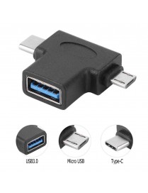 POWERTECH αντάπτορας USB σε USB-C & Micro USB CAB-U117, 5Gbps, μαύρος