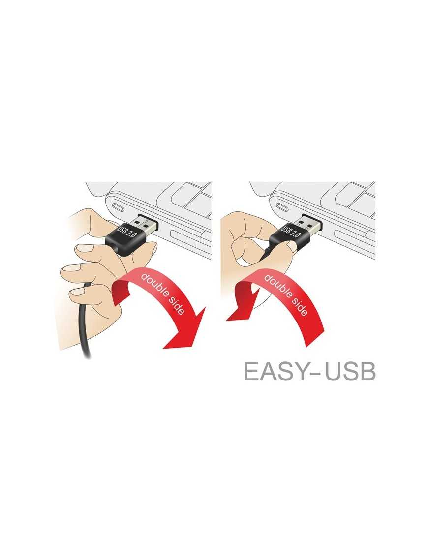 POWERTECH καλώδιο USB σε USB Micro CAB-U132, 90°, Easy USB, 0.5m, μαύρο