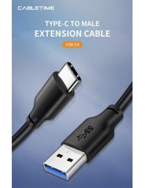 CABLETIME καλώδιο USB-C σε USB CMAMN, 15W, 5Gbps, 3m, μαύρο