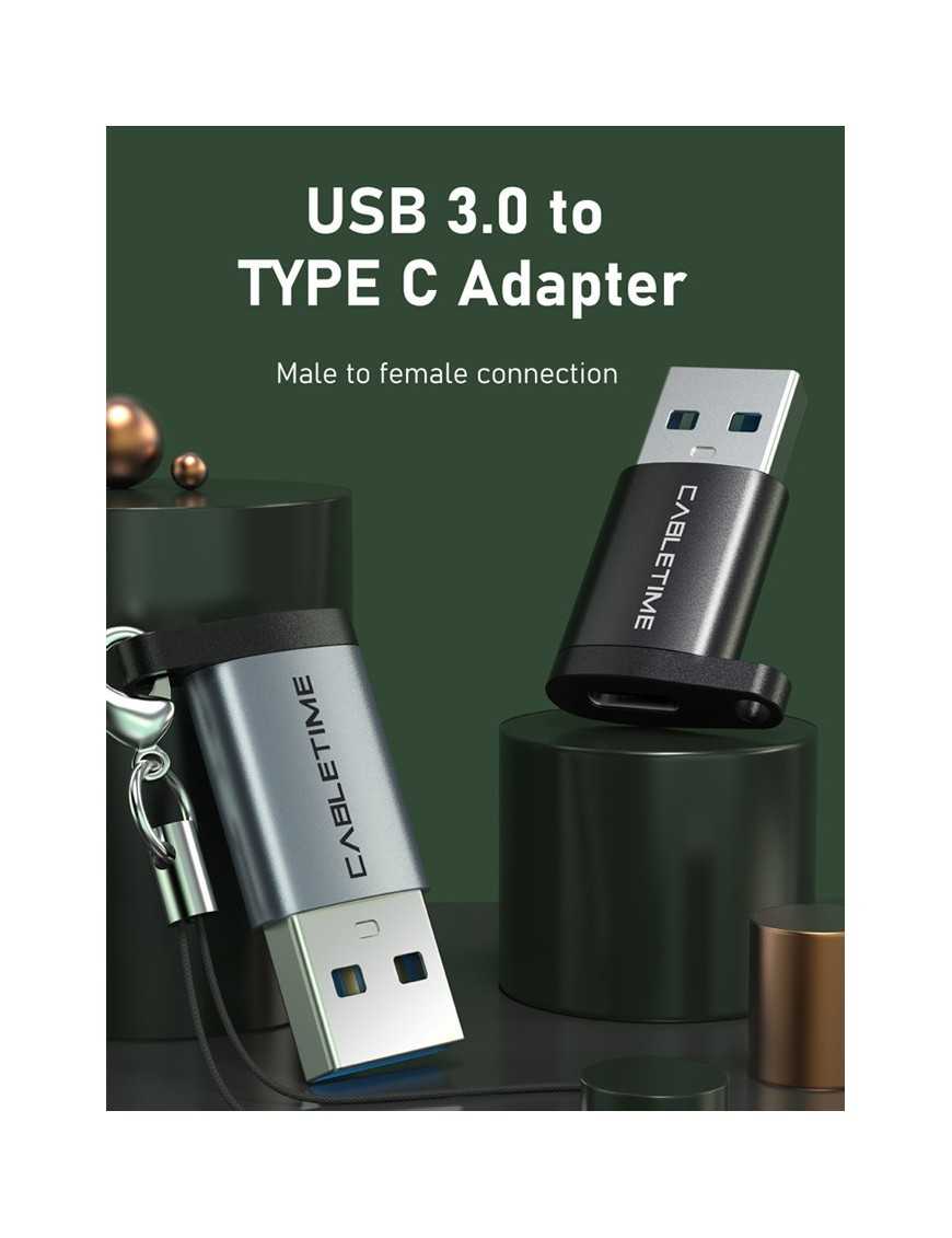 CABLETIME αντάπτορας USB-C σε USB CT-AMCF, 10.5W, 5Gbps, μαύρος