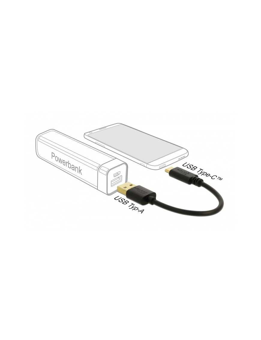 DELOCK καλώδιο USB σε USB-C 85354, 15W, 22AWG, 0.15m, μαύρο