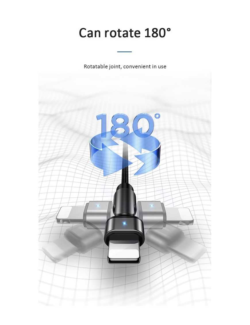 USAMS καλώδιο Lightning σε USB US-SJ476, περιστρεφόμενο, 10.5W 1m, μαύρο