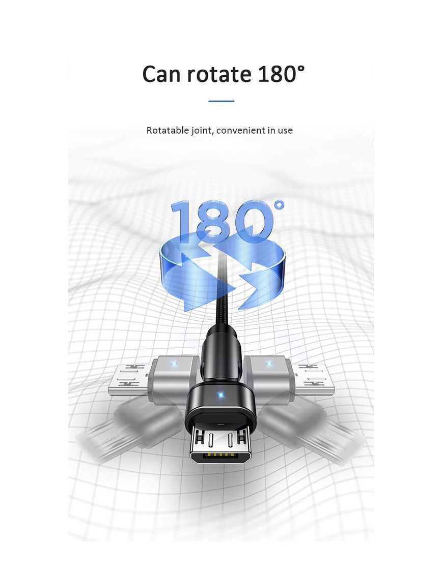 USAMS καλώδιο Micro USB σε USB SJ478, περιστρεφόμενο, 10W, 1m, πράσινο