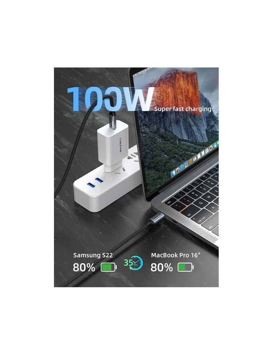 CABLETIME καλώδιο USB-C CT-CMCM2, USB 3.1, 100W, 20Gbps, 4K, 1.5m, μαύρο