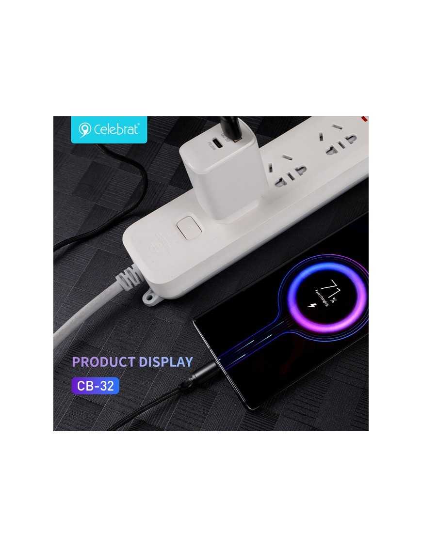 CELEBRAT καλώδιο Micro USB σε USB CB-32, 10.5W, 1m, μαύρο