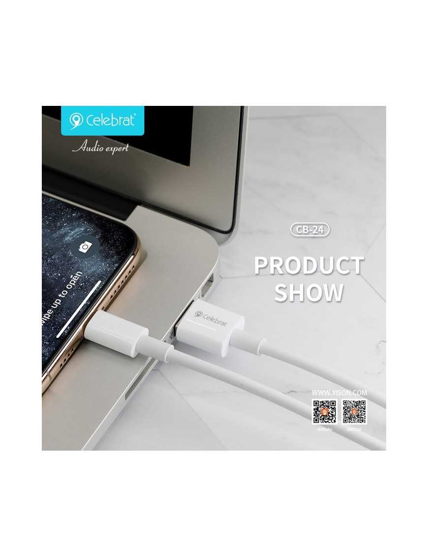 CELEBRAT καλώδιο Lightning σε USB CB-24L, 12W, 1.2m, λευκό