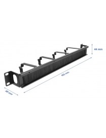 DELOCK cable management 67033, 19"/1U rack, 4x γάντζοι & βούρτσα, μαύρο