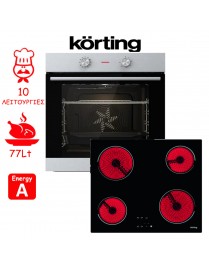 Korting KBO 6715E02 XK + HE6241C Φούρνος άνω Πάγκου 77lt με Κεραμικές Εστίες
