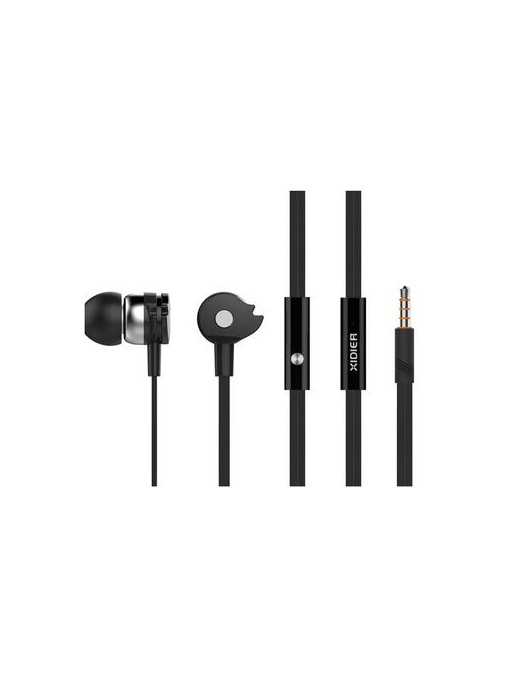 CELEBRAT earphones με μικρόφωνο D1, 3.5mm, Φ10mm, 1.2m flat, μαύρα