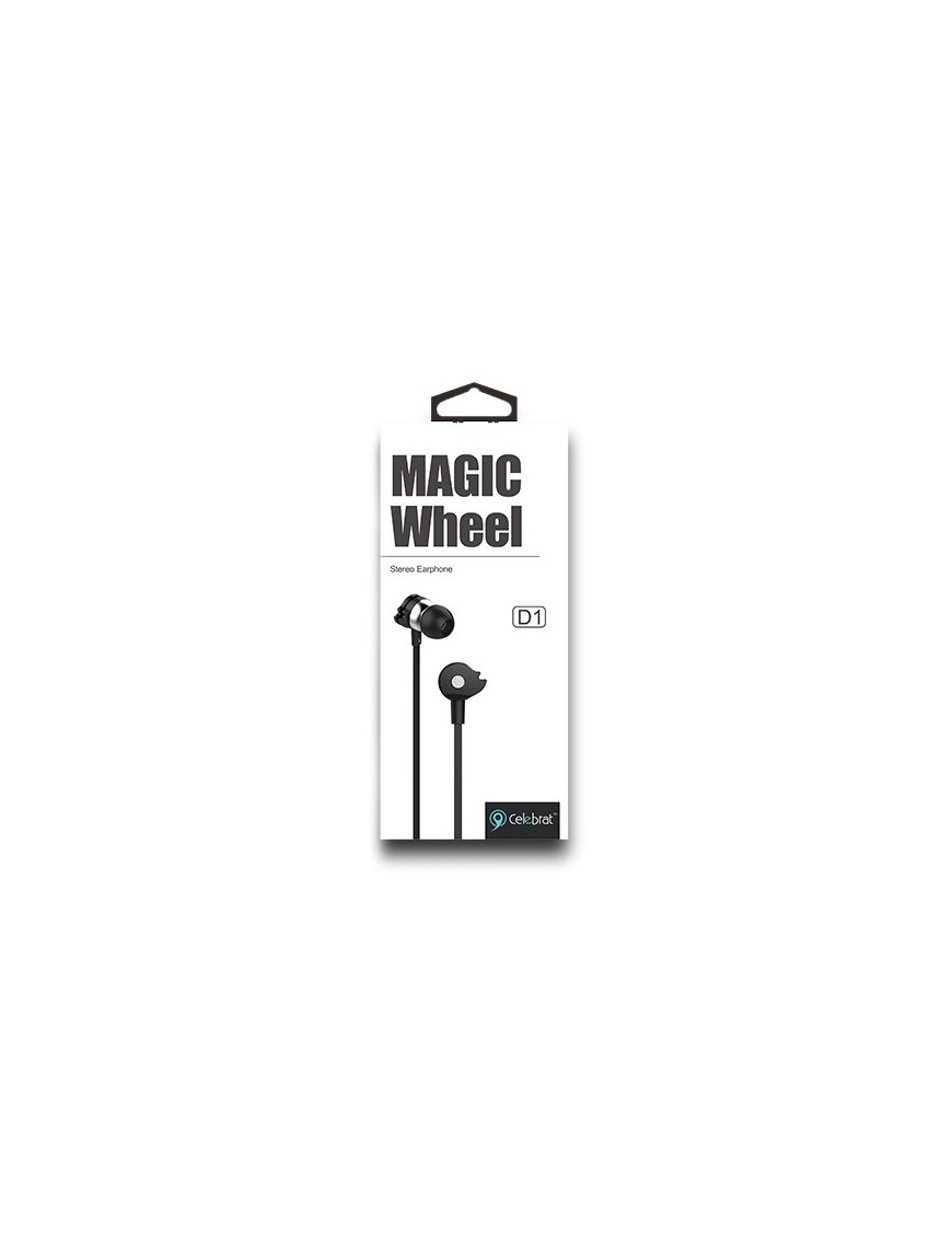 CELEBRAT earphones με μικρόφωνο D1, 3.5mm, Φ10mm, 1.2m flat, μαύρα