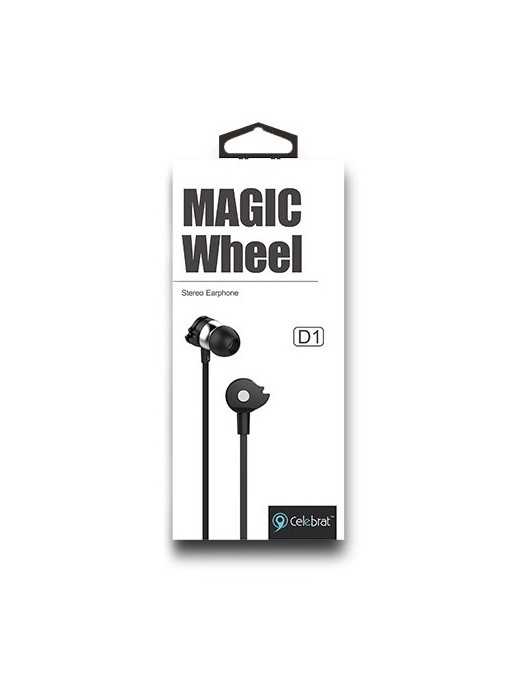 CELEBRAT earphones με μικρόφωνο D1, 3.5mm, Φ10mm, 1.2m flat, μαύρα