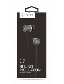 CELEBRAT earphones με μικρόφωνο D7, 3.5mm σύνδεση, Φ10mm, 1.2m, μαύρα