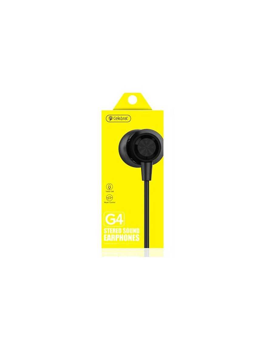 CELEBRAT earphones με μικρόφωνο G4, 3.5mm σύνδεση, Φ10mm, 1.2m, μαύρο